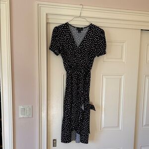 Black Polka Dot Wrap Dress